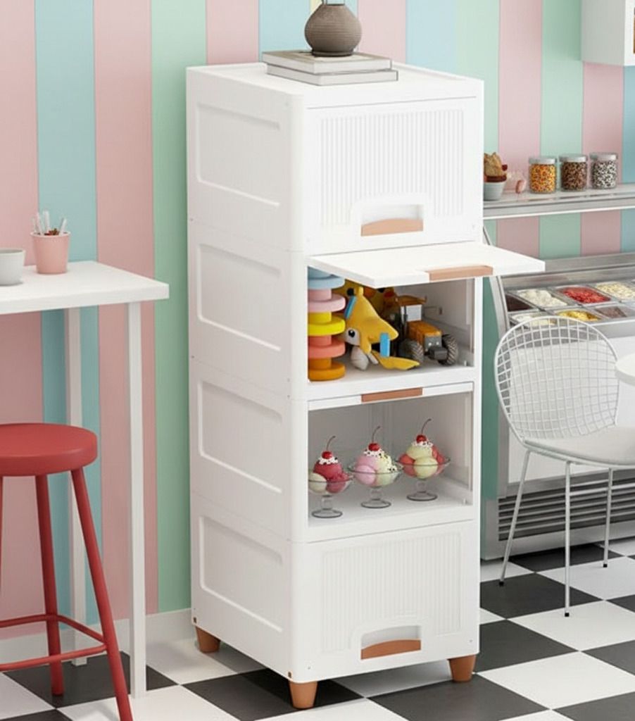 maxtid Plastic Multi-Layer Cabinet Unit Useful For Storage Room Storage Basket-picture-32