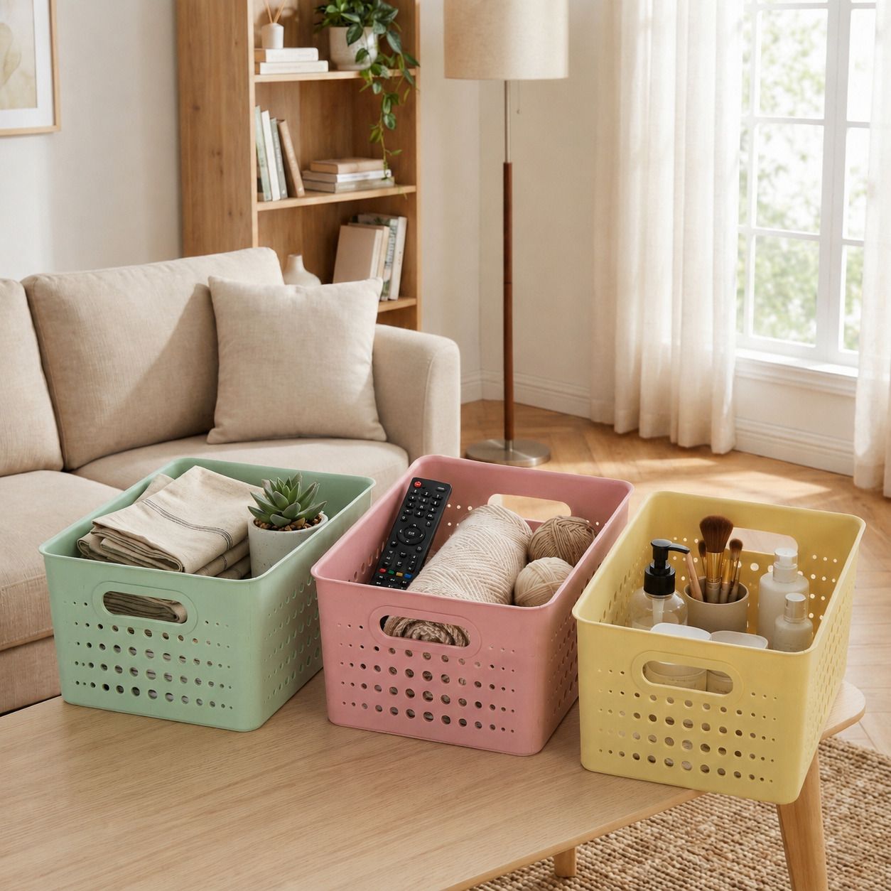 Plastic Mighty Durable Perforated Storage Bin Storage Basket-picture-39