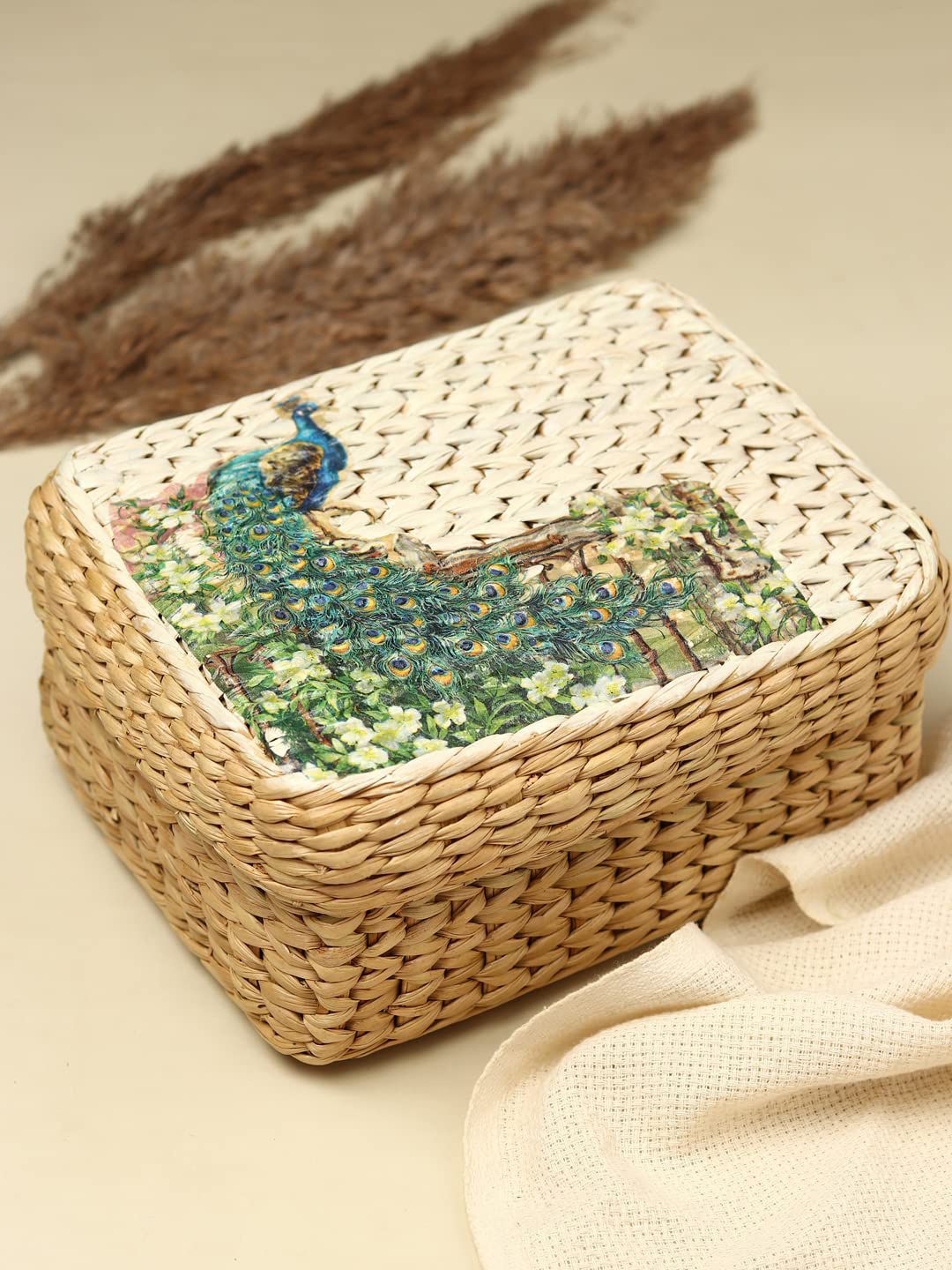 Seagrass Handcrafted Seagrass Organizer Box for Small Household Essentials Storage Basket-image-42
