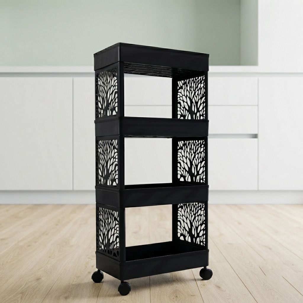 surety for safety Plastic Kitchen Utility Multi Layer Plastic Storage Trolley For Home Storage Basket-picture-11