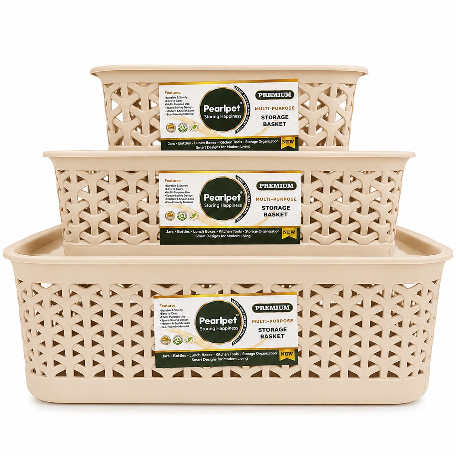pearlpet Plastic Everyday Basket with Lid, Mini, Medium & Large Multi-Purpose Storage Baskets Storage Basket-picture-19