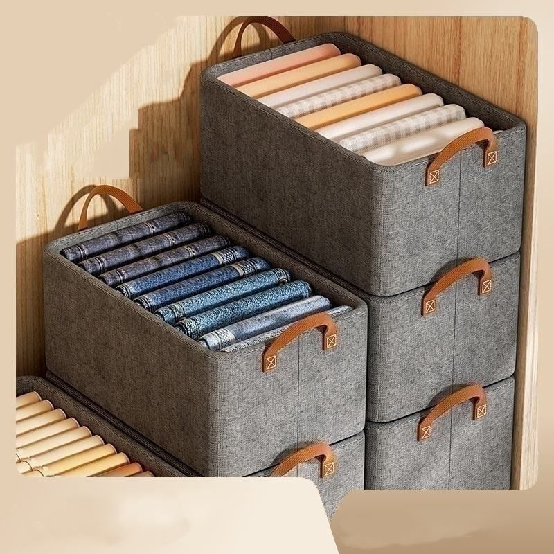 dn brothers Polyester Pants Jeans Storage Box Portable Sweater Storage Organizers | Fabric | Grey 72 Storage Basket-picture-20