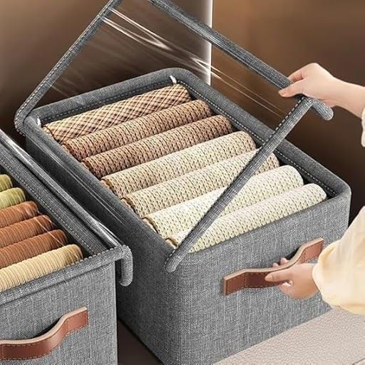 Polyester Clothes Organiser for Wardrobe 26Liter Box for Clothes Foldable Steel Frame M119 Storage Basket-image-37