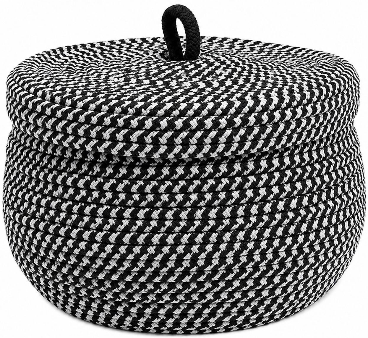 Cotton Black and White Matka Basket with Lid Storage Basket-image-1