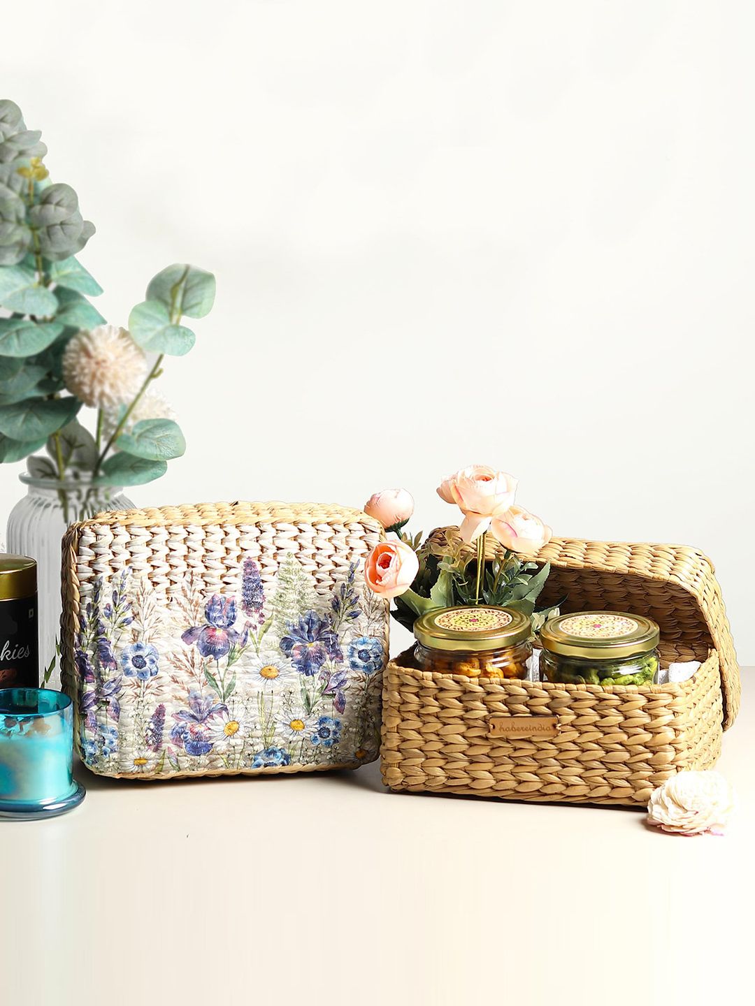 habereindia Seagrass Handwoven Seagrass Storage Box for Wardrobe & Accessories Storage Basket-picture-13
