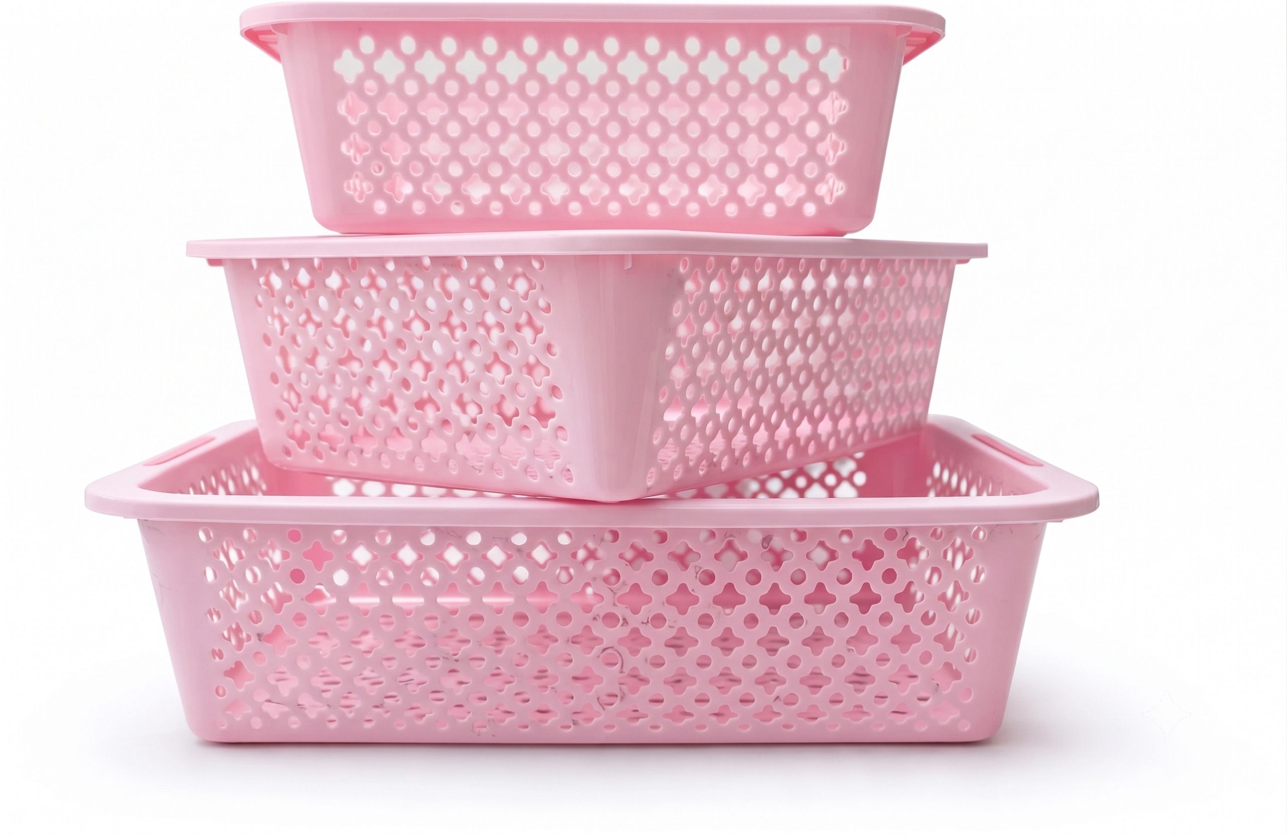 elorahomes Plastic Plastic Multipurpose Storage Basket Set of 3 Storage Basket-picture-17