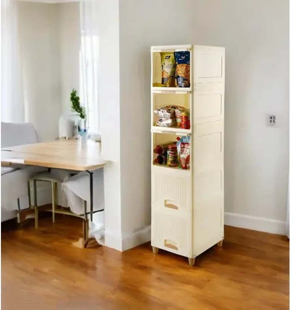 Plastic 5 Layer Plastic White Cabinet Organizer for Home Office Hospital Parlour Storage Basket-image-5