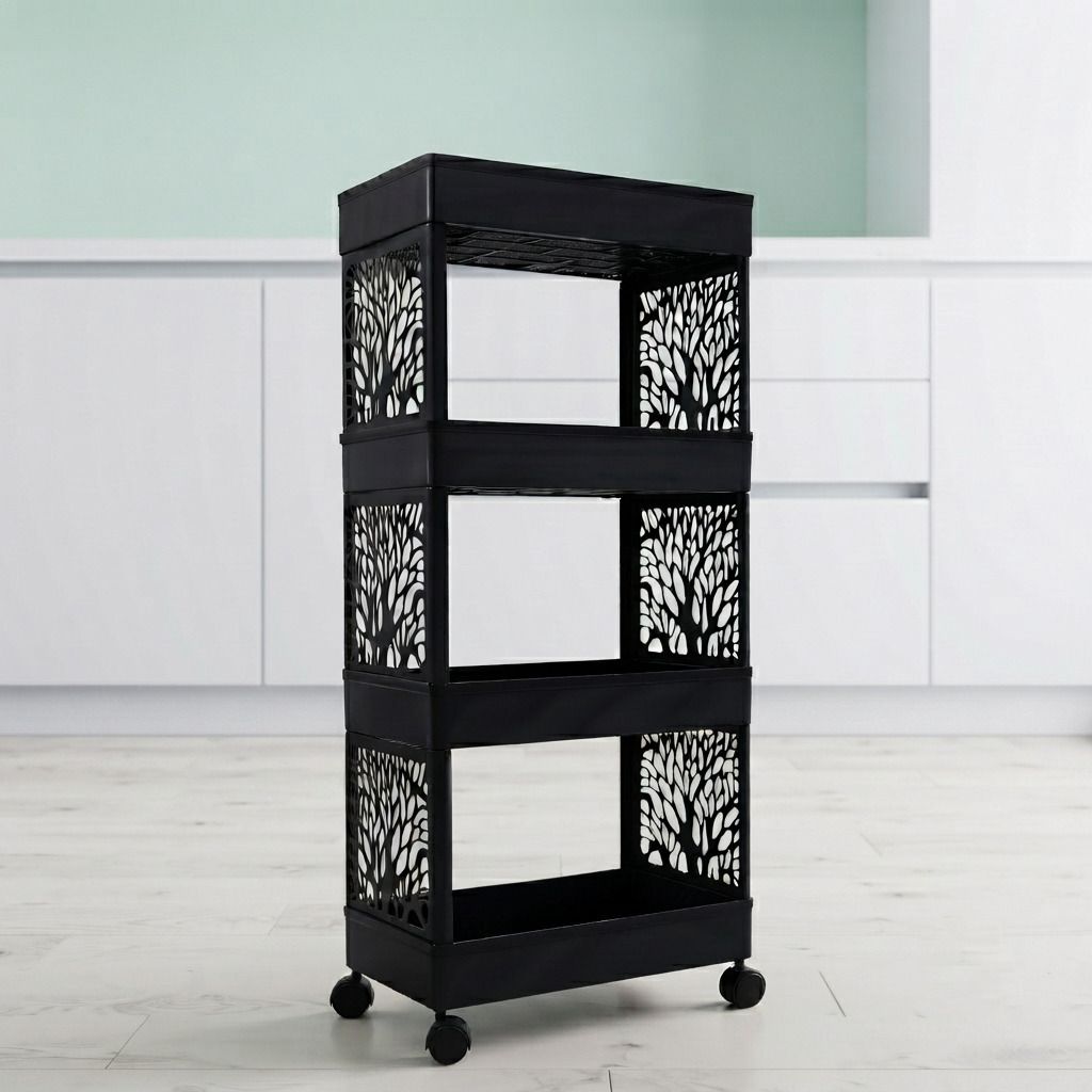 surety for safety Plastic Multipurpose Plastic Storage Rack Cabinet Trolley Storage Basket-picture-9