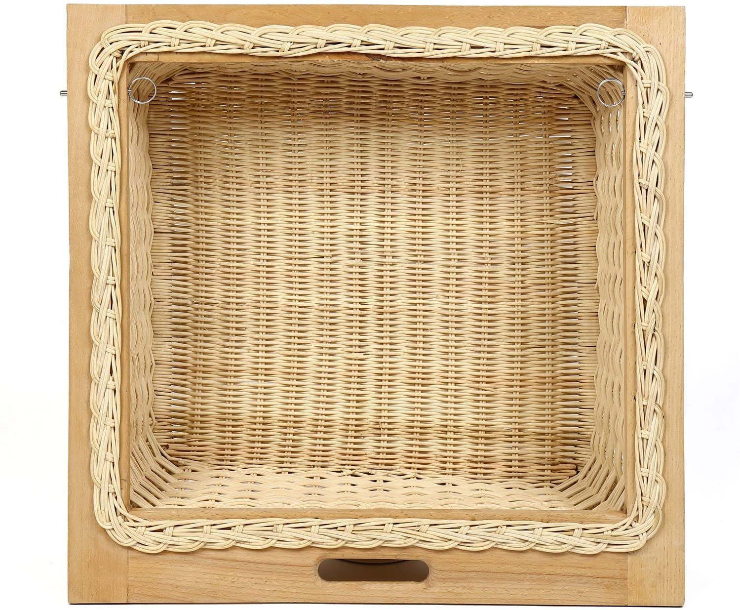 habereindia Wooden Wicker Pull Out Storage Basket for Kitchen Cabinet and Pantry Use Storage Basket-picture-11