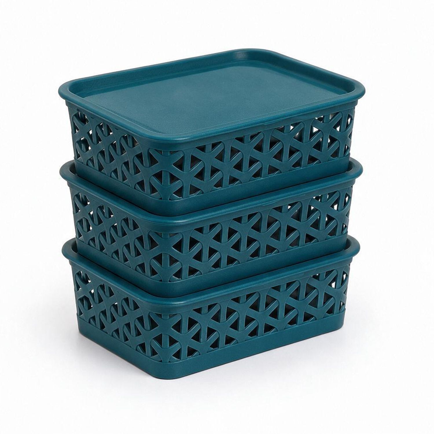 pearlpet Plastic Everyday Mini Basket with Lid, Multi-Purpose Plastic Storage Baskets Storage Basket-picture-26