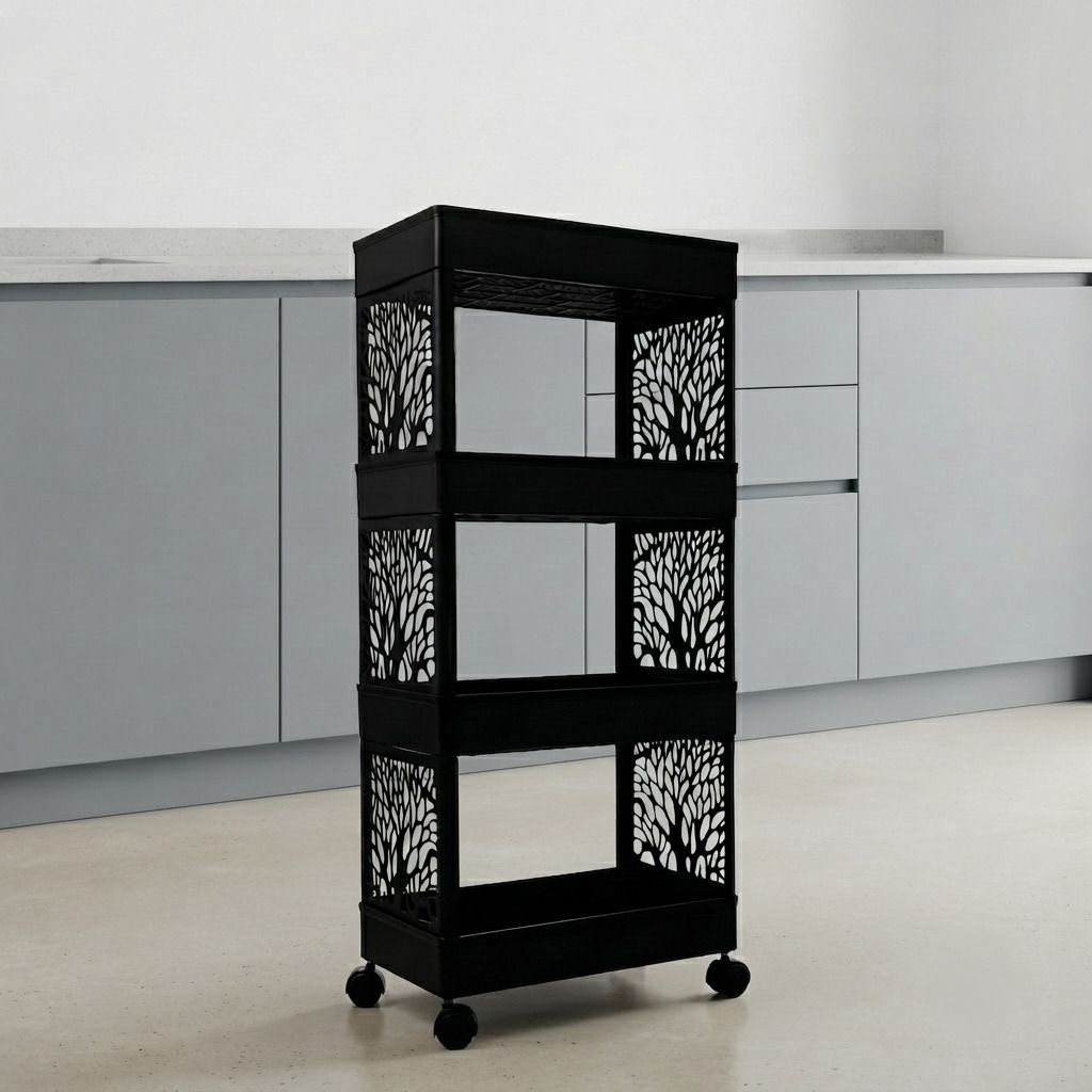 maxtid Plastic Multilayer Stylish Storage trolley for Clean Interior Look Storage Basket-picture-13