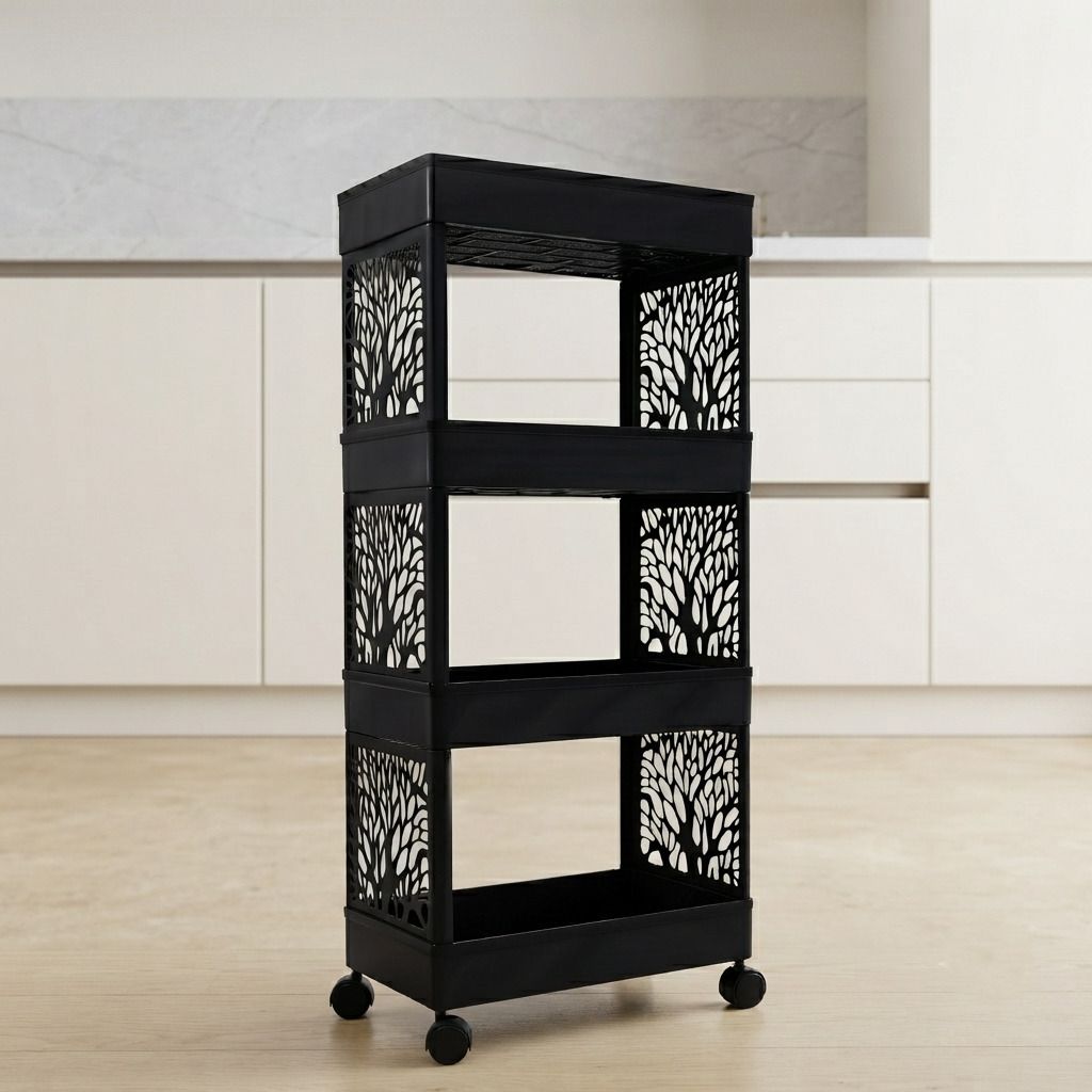 surety for safety Plastic Multipurpose Portable Plastic Trolley for Kitchen, Cabinet Organizer Storage Basket-picture-36
