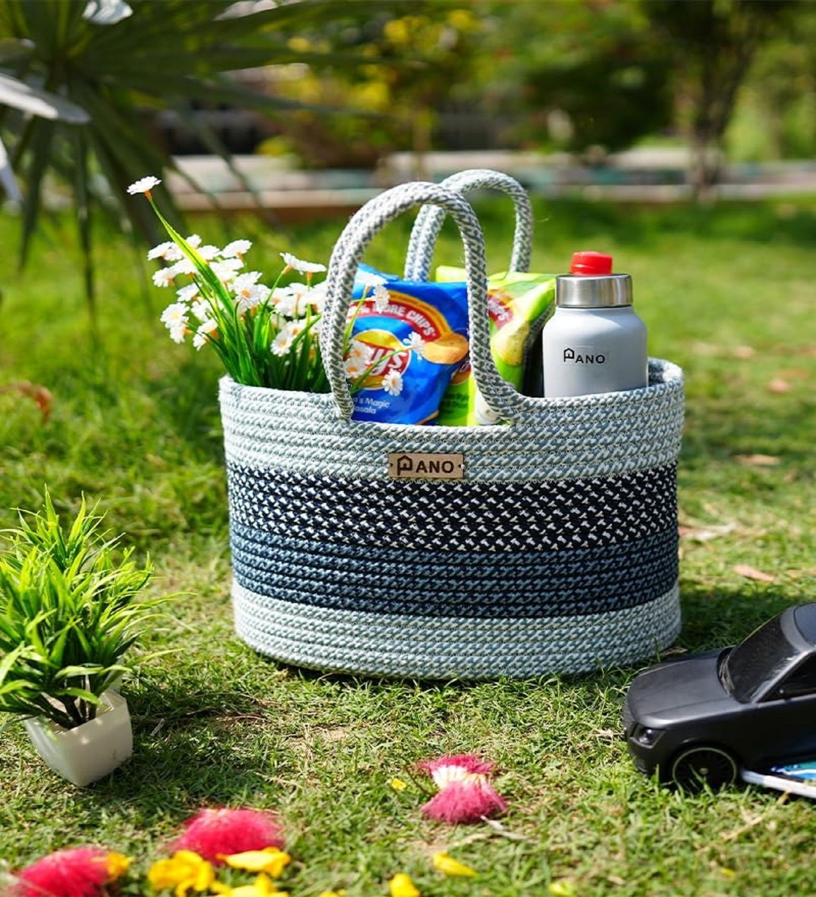 pano Polypropylene Camellia Navy Storage Basket-picture-27