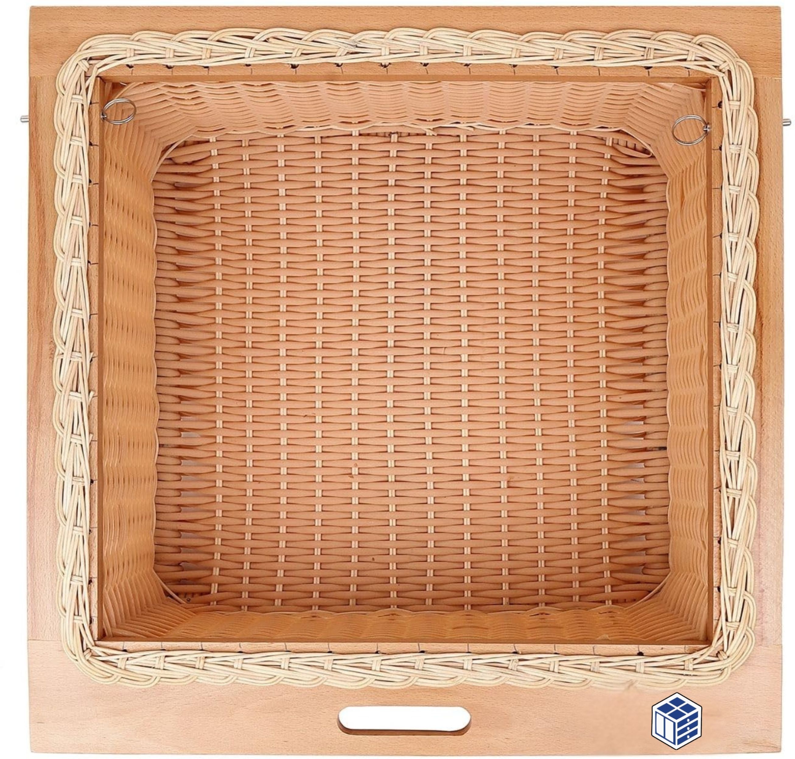 Wooden 600mm PVC Wicker Basket | Modular Kitchen Pull-Out (22.5x2x8") Storage Basket-image-45
