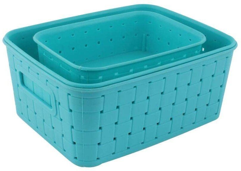 Plastic Plastic Storage Basket With Inner Organizer Tray For Home Office Closet Use Storage Basket-image-16