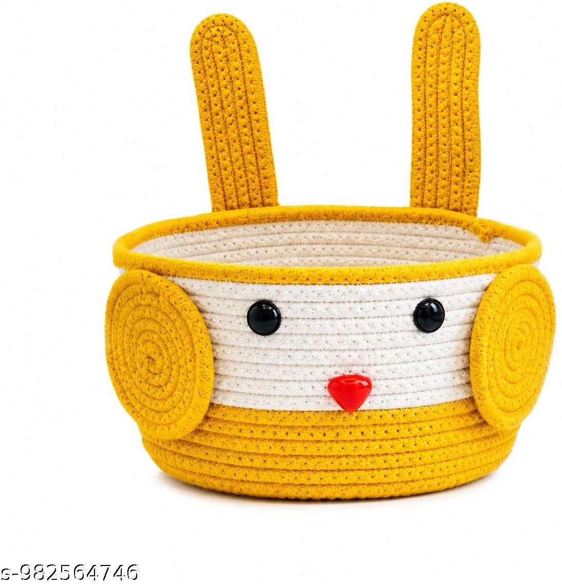 Jute Cotton Rope Storage Basket with Bunny Design without lid for Toys Storage Basket-image-33