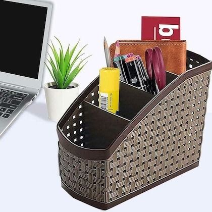 Plastic 4 compartment makeup brush holder Storage Basket-image-3