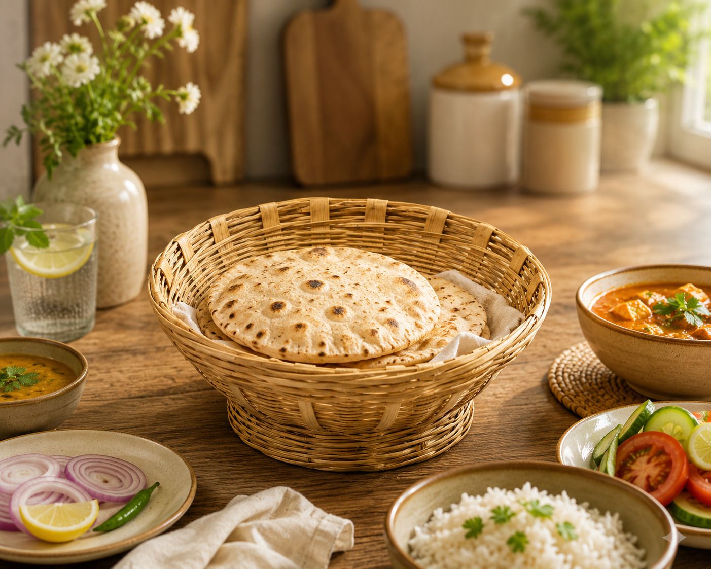 yesmall Bamboo Natural Bamboo Chapati Basket | Handcrafted Round Roti Serving Basket Storage Basket-picture-22