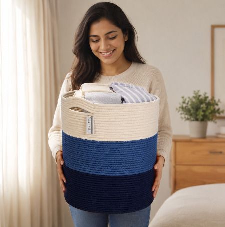 Cotton LAUNDRY BASKET Storage Basket-image-30
