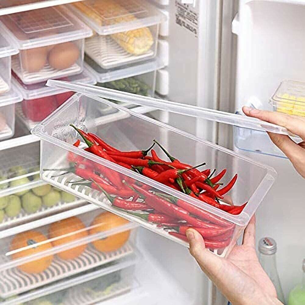 Plastic 6 Fridge Storage Boxes Organizer Containers Freezer Vegetables Fruits food Egg Storage Basket