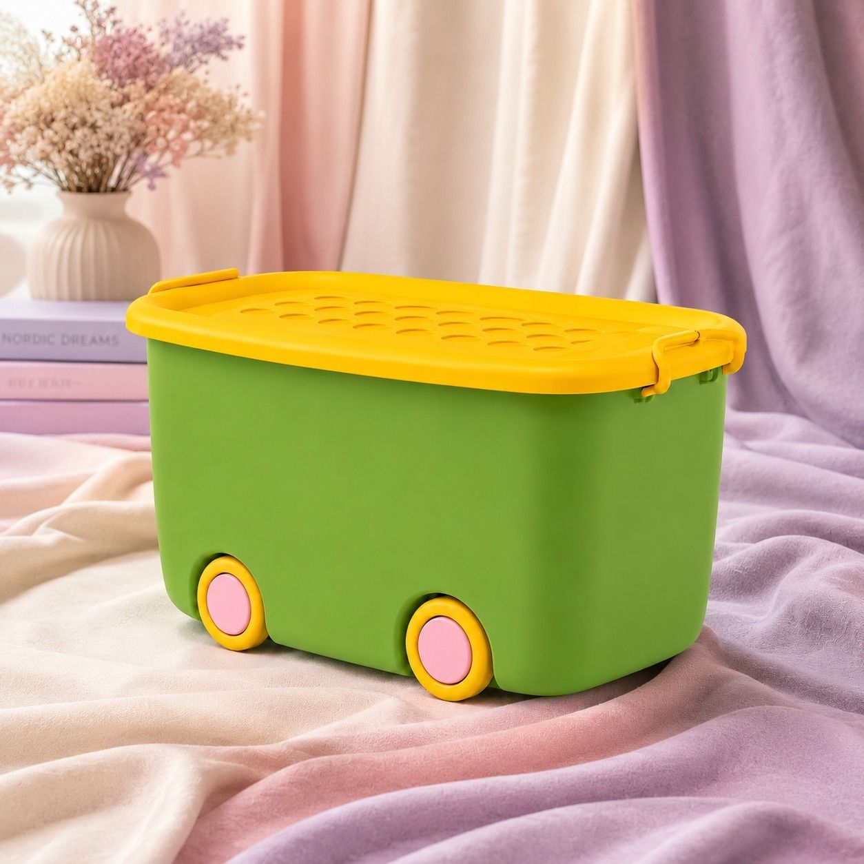 Plastic Kids Rolling Toy Storage Box Organizer Storage Basket-image-0