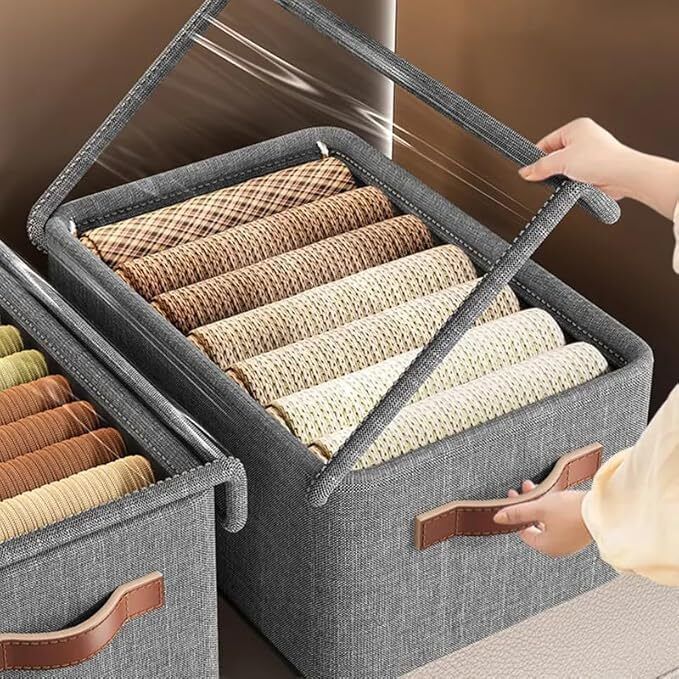 akhand enterprise Jute FOLDING STORAGE BOX WITH LID Storage Basket-picture-12