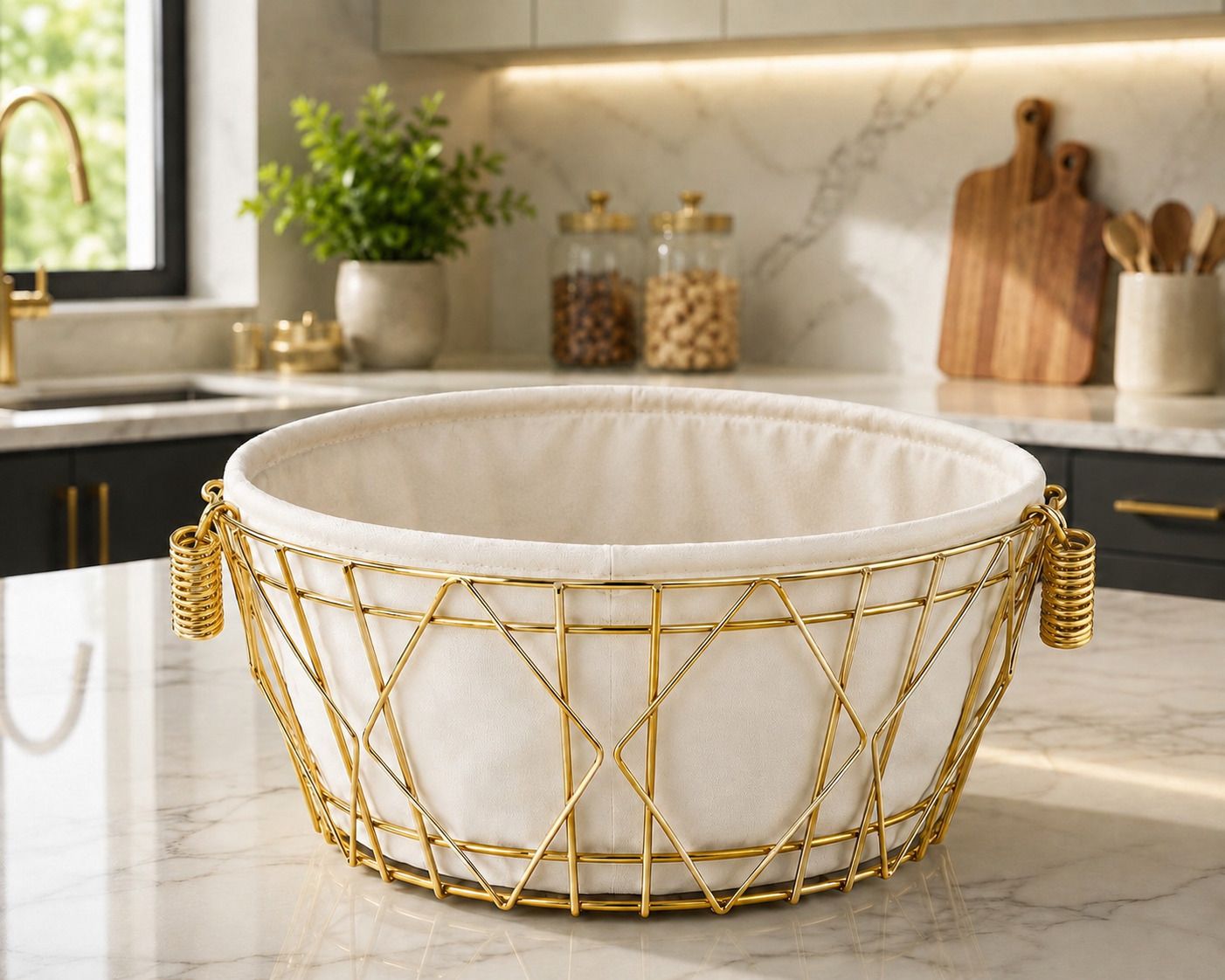 kurmiya Iron Luxury Wire Fruit Basket with Fabric Liner Storage Basket-picture-10