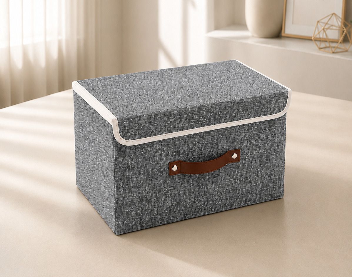 Foldable Storage Box/Basket with Lid & Handle Closet Organizer| 1 Pcs Storage Box-image-28