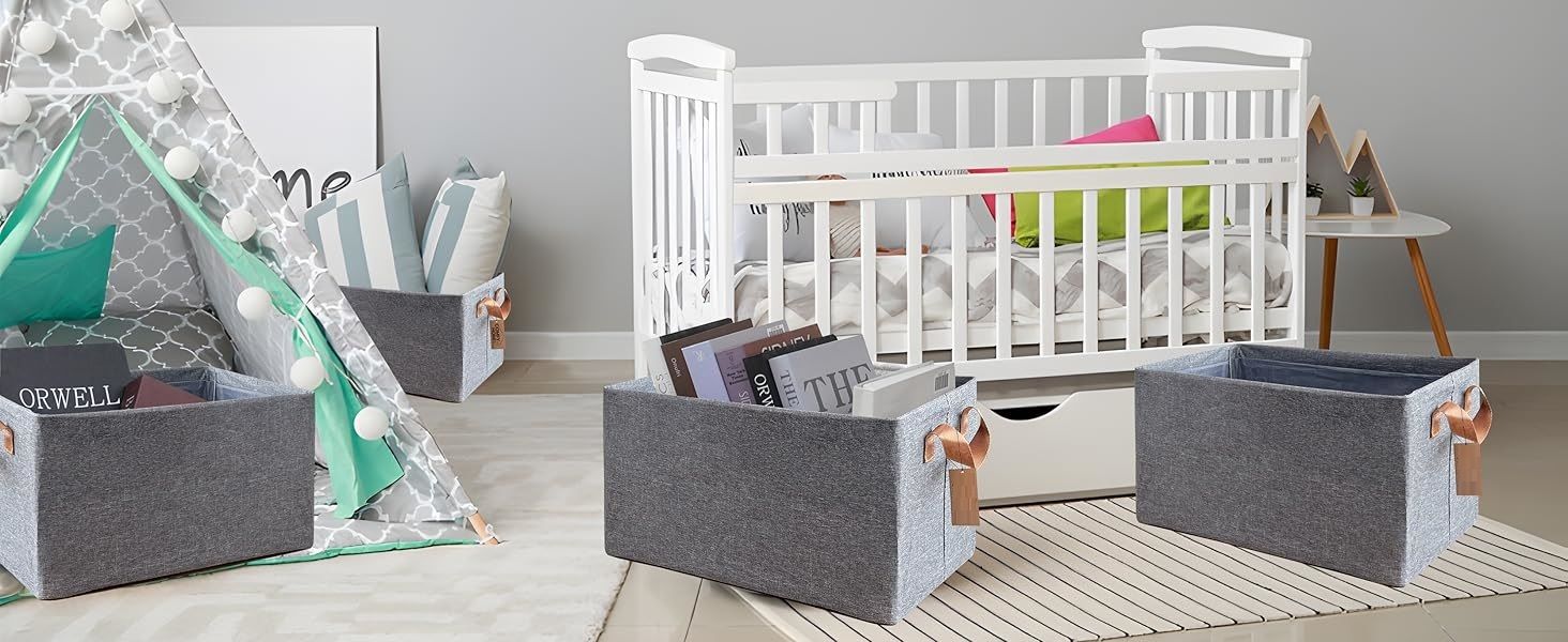 Cotton Clothing Fabric Storage Box with Handles Shelf Basket for Storage Storage Basket-image-2