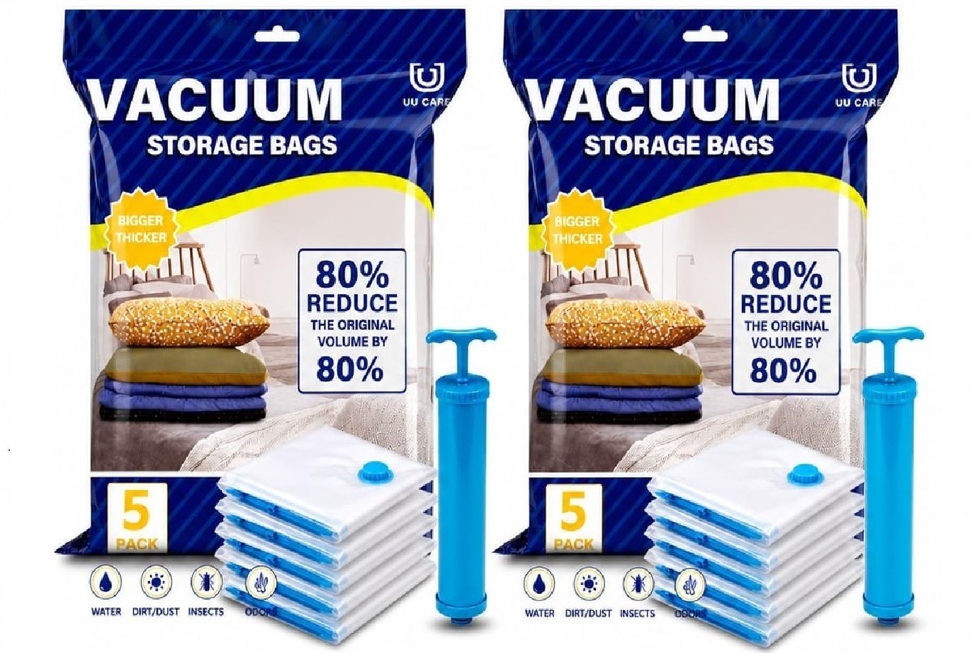 cs universal import exp 2 Pack Vacuum Storage Bags Combo, 10 Pcs Vacuum Compression Bags with 2 Pumps Travel Storage Vacuum Bags-picture-30