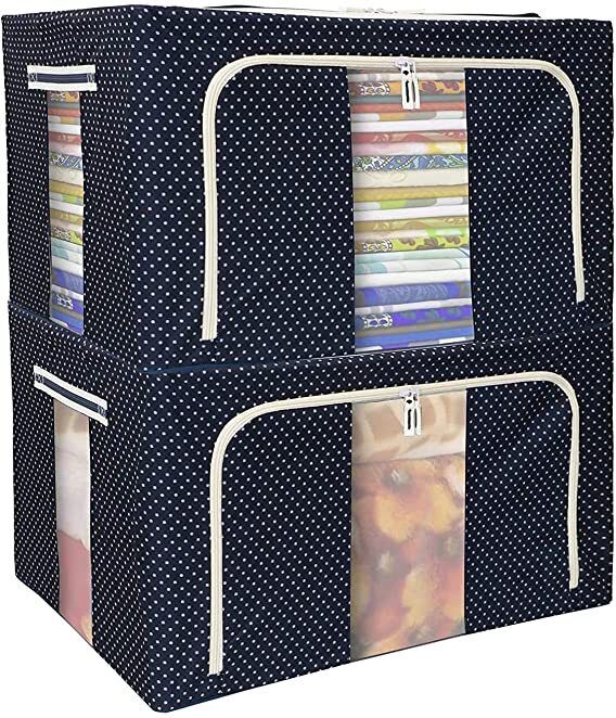 somunita Storage Organizer Steel frame Double Opening Zipped with Window Folding Storage Box-picture-36