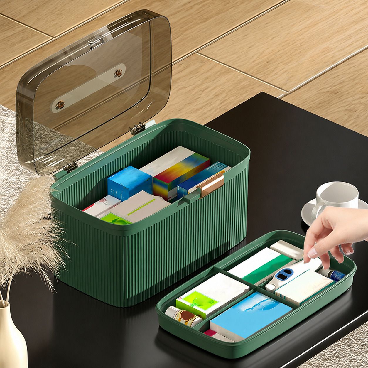 Multipurpose Storage Box with Transparent Lid & Handle | Plastic Organizer Box Storage Box-image-27