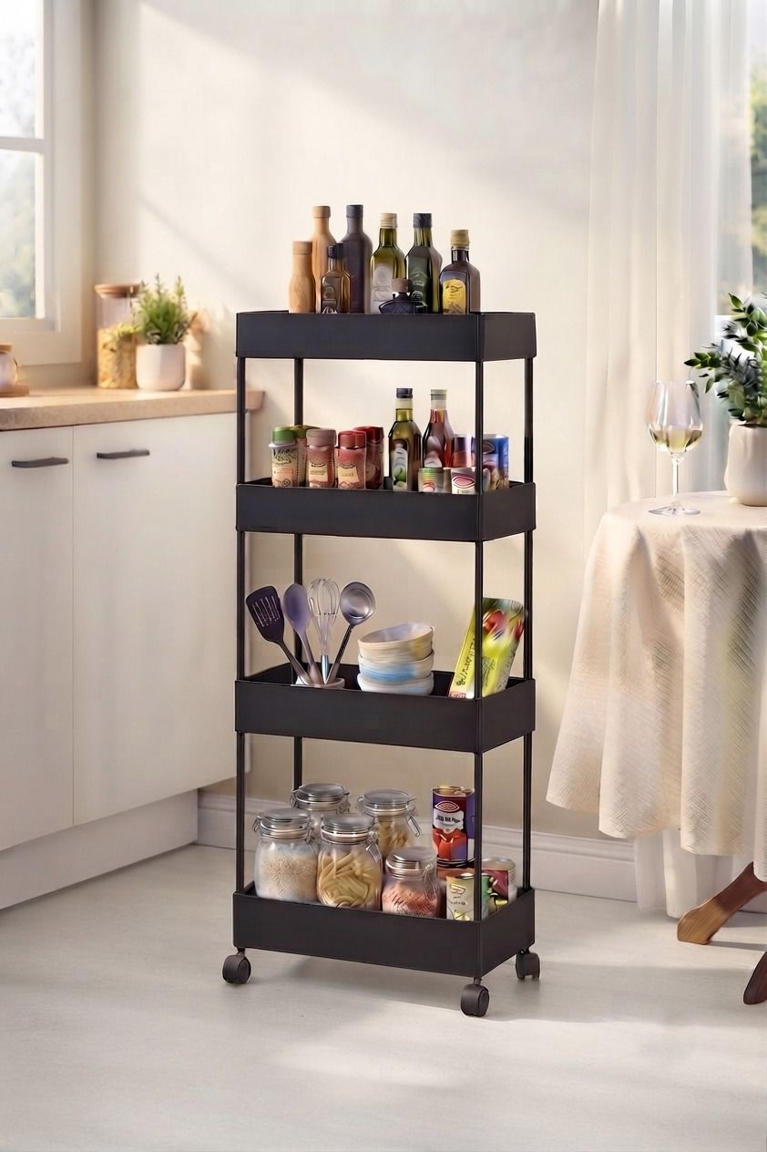 Kitchen Fruit & Vegetble Storage trolley Rack with Wheels Storage Box-image-1