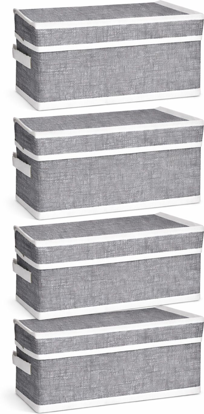Foldable Storage Box with Lid & Handle for Clothes Wardrobe Organizer 4 Pcs Storage Box-image-8