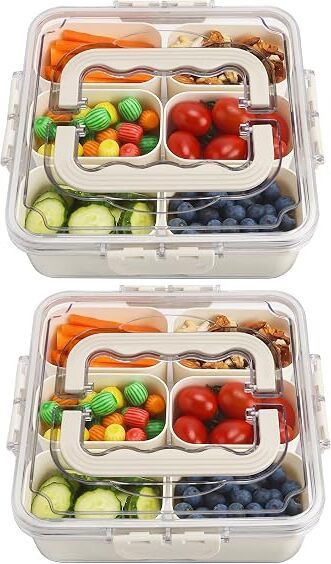 Tray with Lid and Handle, Portable Snack Box Container Storage Box-image-31