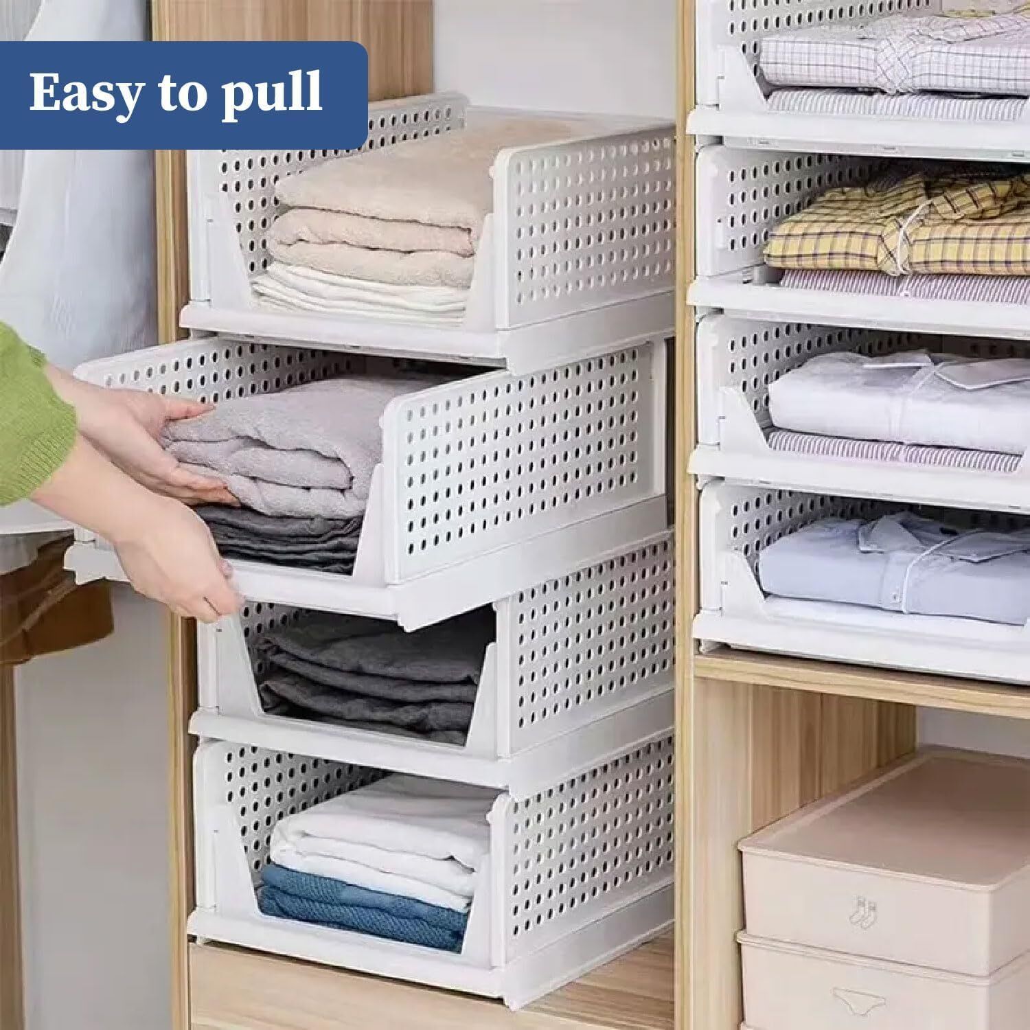 umax Wardrobe Storage Basket Foldable Pull Drawer Closet Organizer PP Collapsible Wardrobe-picture-15