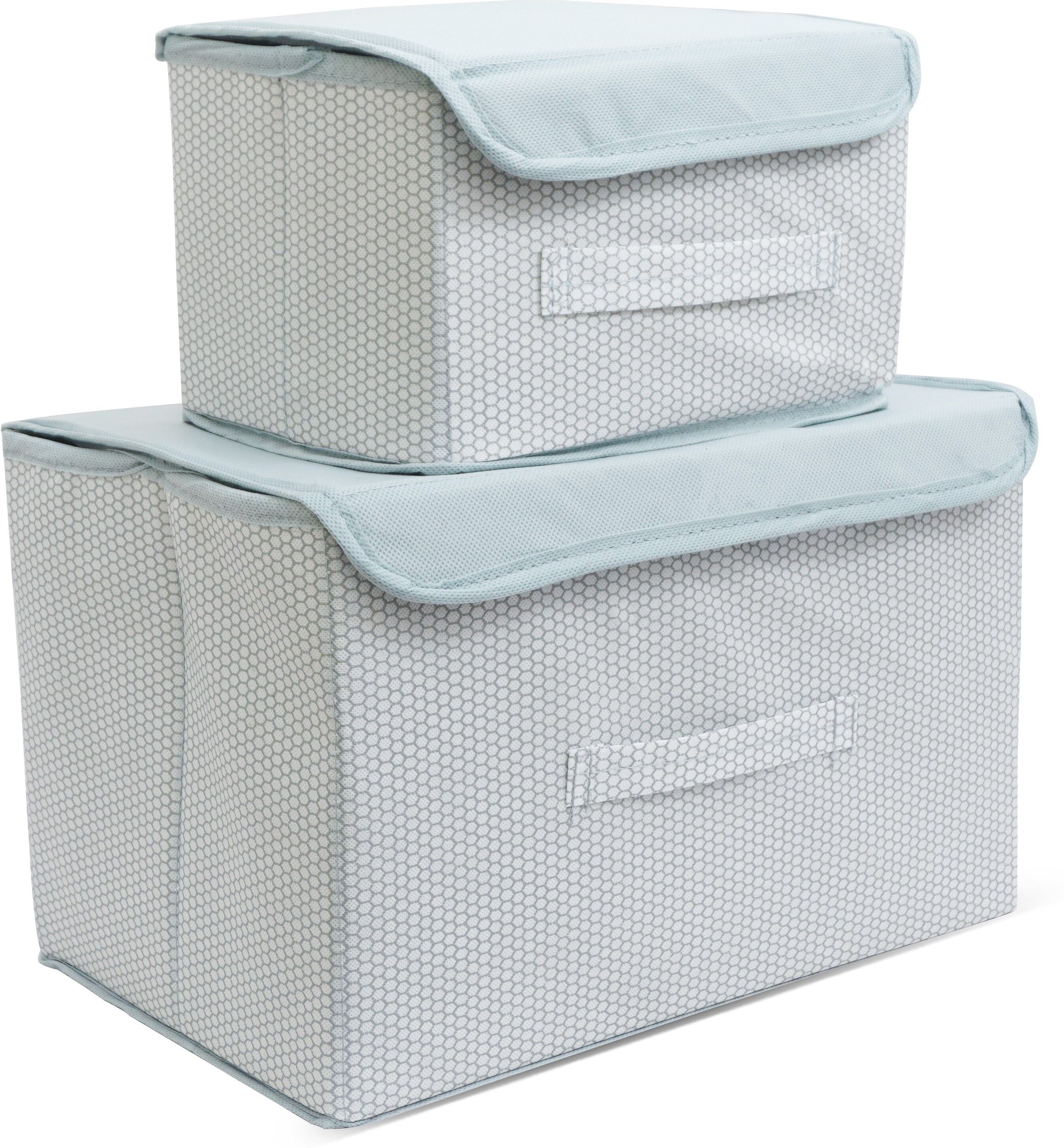 atnoor Foldable Drawer Rectangular Storage Basket with Lid & Handle Closet Organizer Storage Box-picture-14