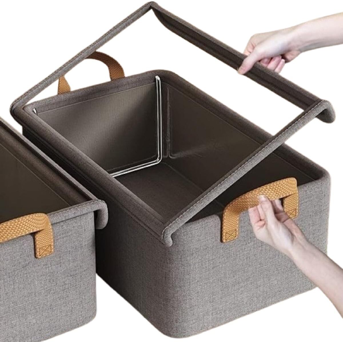 Polyester 26L Foldable Clothes Storage Organizer Fabric Box with Lid Wardrobe Bin Storage Basket-image-27