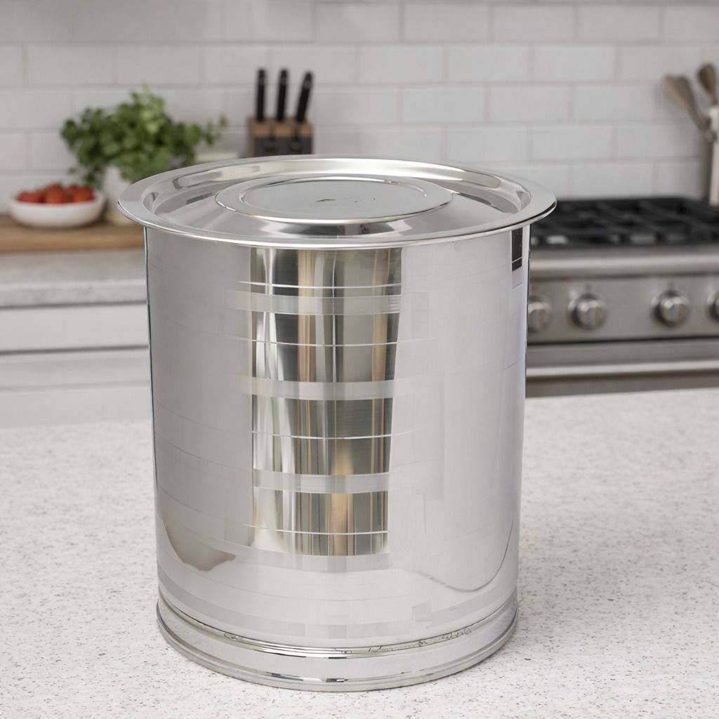 Multipurpose Storage Drum with Lid Premium Stainless Steel Atta Tanki 25 L Drum
