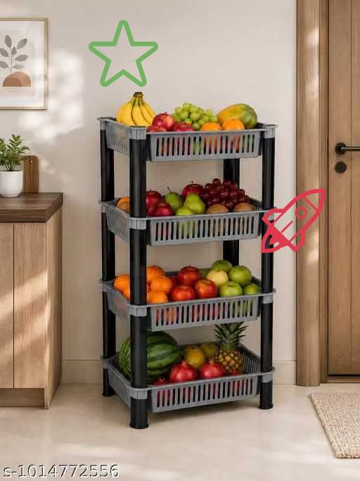 pipasa Fruits/Vegetables Kitchen Rack VEGETABLE RACK STORAGE ORGANISER KITCHEN RACK 4 LAYER Plastic-picture-34