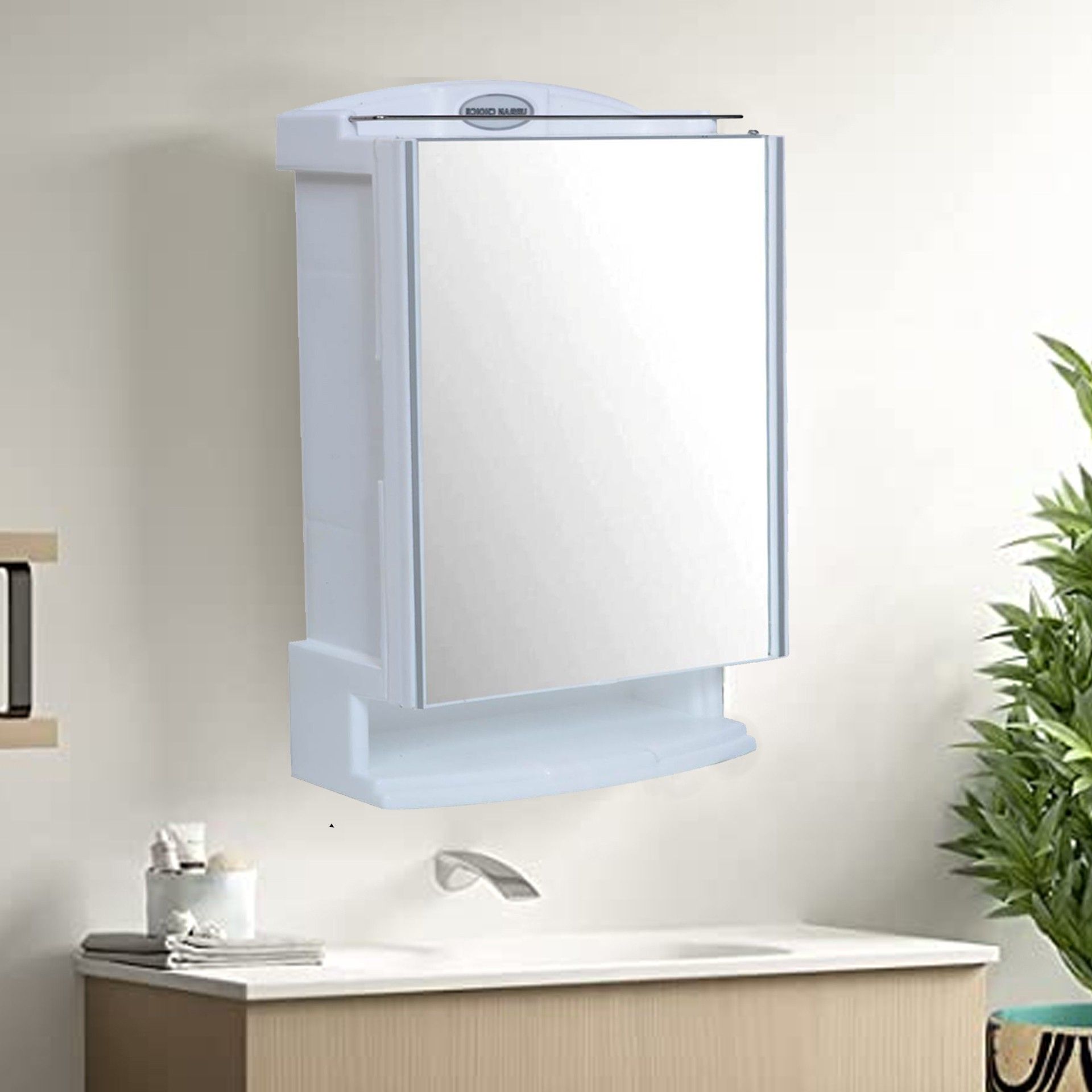 urban choice Saffire White Bathroom Accessories Organizer With Bathroom Mirror-picture-14