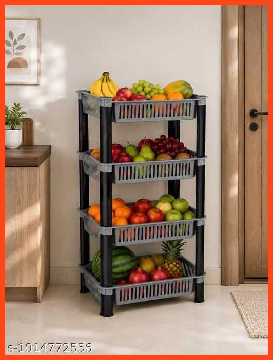 pipasa Fruits/Vegetables Kitchen Rack VEGETABLE RACK STORAGE ORGANISER KITCHEN RACK 4 LAYER Plastic-picture-11