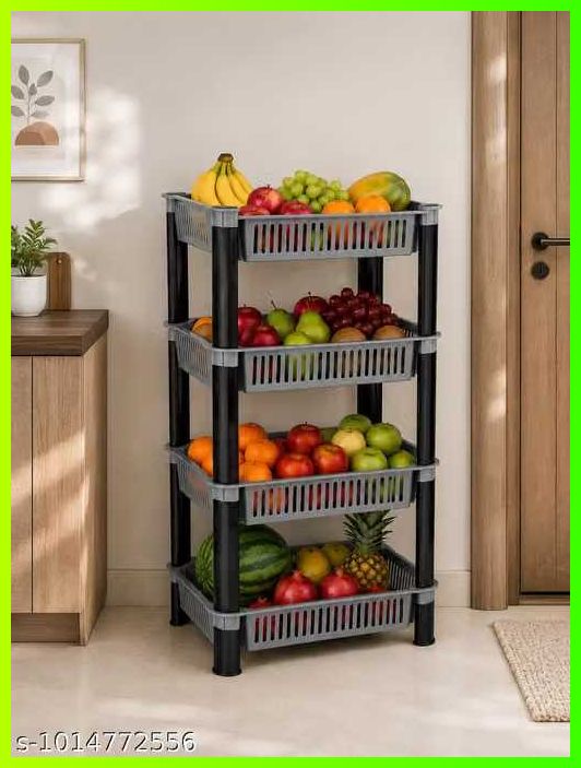 pipasa Fruits/Vegetables Kitchen Rack VEGETABLE RACK STORAGE ORGANISER KITCHEN RACK 4 LAYER Plastic-picture-29