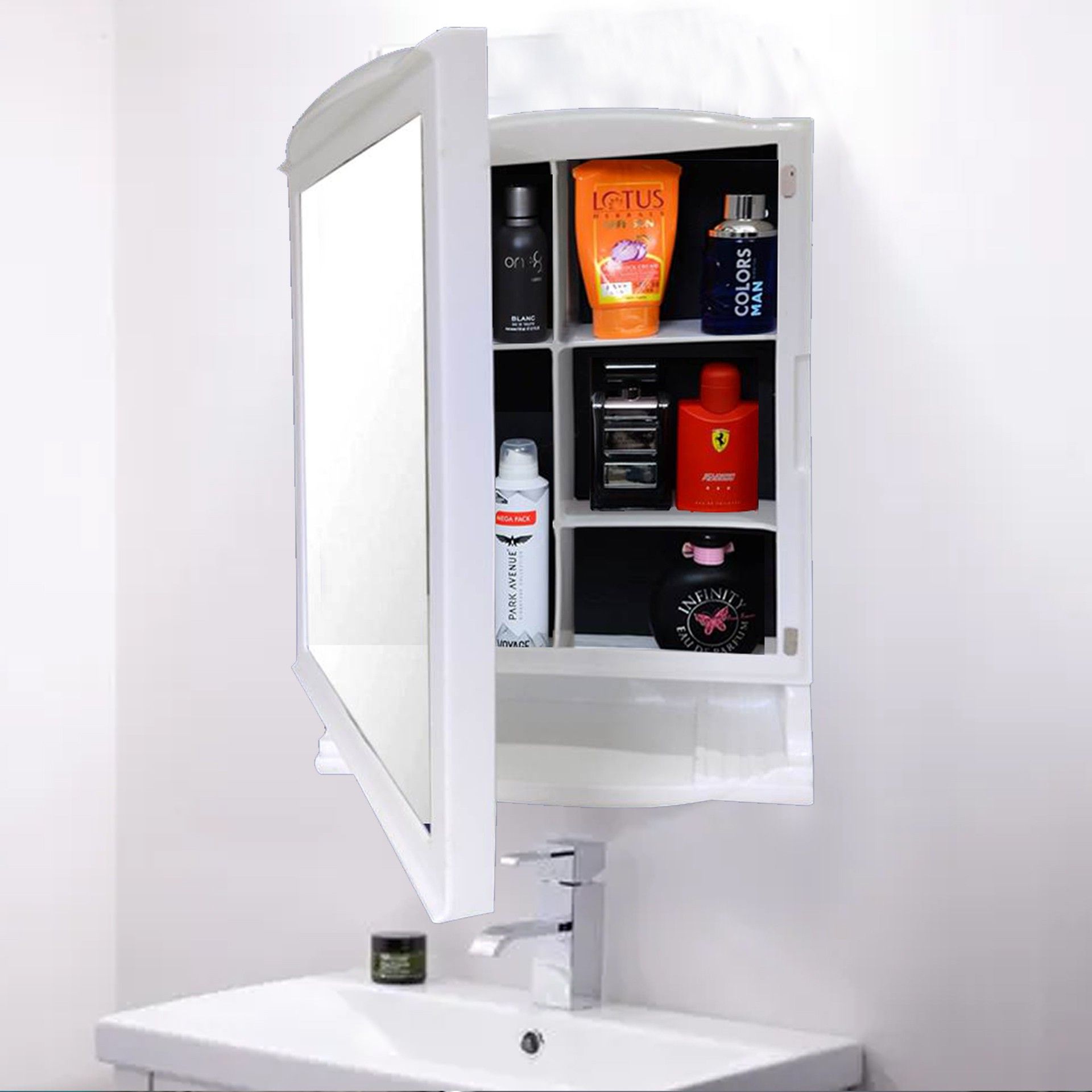 RoyalLook Bathroom Accessories Organiser Modern Mirror Cabinet, Strong 1 Shelf Bracket-image-38