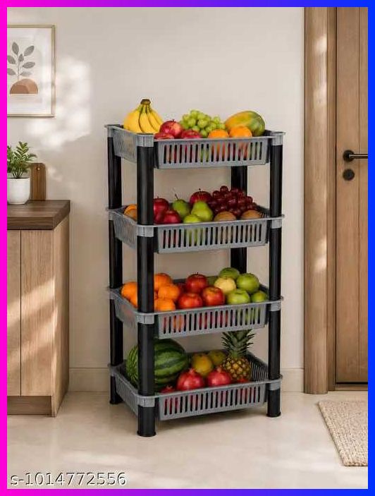 pipasa Fruits/Vegetables Kitchen Rack VEGETABLE RACK STORAGE ORGANISER KITCHEN RACK 4 LAYER Plastic-picture-19