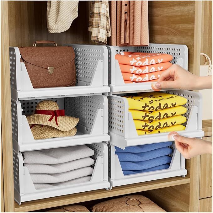 umax Plastic Foldable Wardrobe Organizer for Clothes | Stackable Cloth Organizer Closet Divider-picture-22