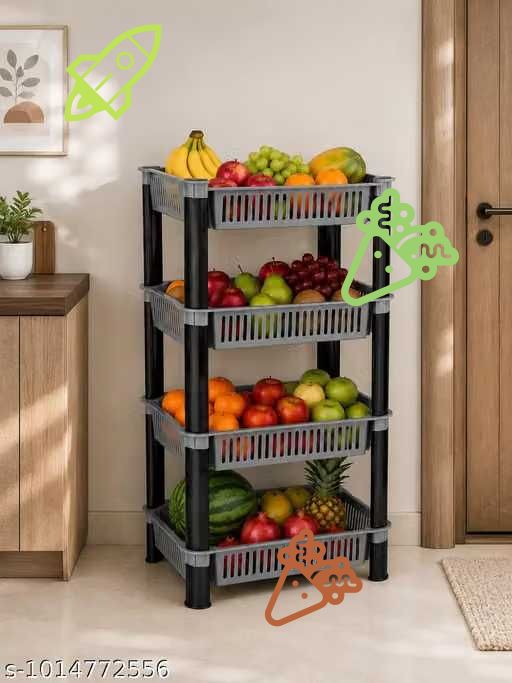pipasa Fruits/Vegetables Kitchen Rack VEGETABLE RACK STORAGE ORGANISER KITCHEN RACK 4 LAYER Plastic-picture-49
