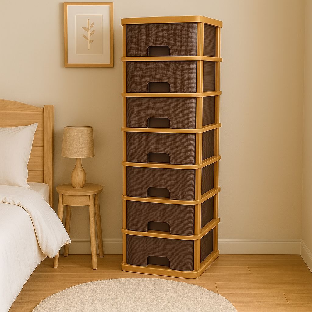 surety for safety 7 Layer Brown Plastic Cosmetic & Make-up Organizers Drawer Plastic Cabinet Plastic Kitchen Trolley-picture-10