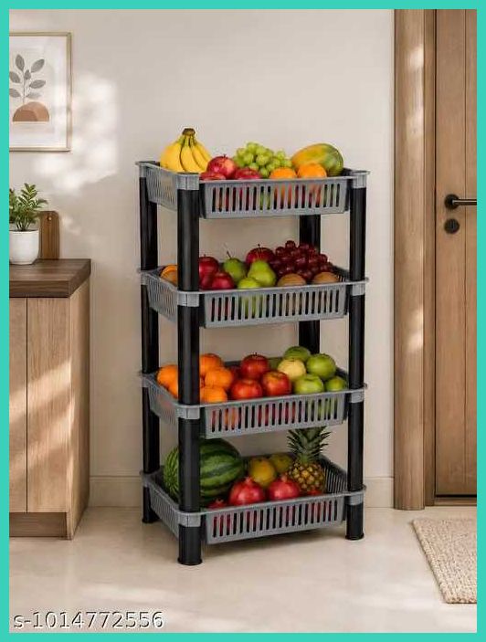 pipasa Fruits/Vegetables Kitchen Rack VEGETABLE RACK STORAGE ORGANISER KITCHEN RACK 4 LAYER Plastic-picture-47