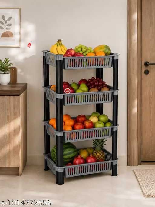 pipasa Fruits/Vegetables Kitchen Rack VEGETABLE RACK STORAGE ORGANISER KITCHEN RACK 4 LAYER Plastic-picture-6